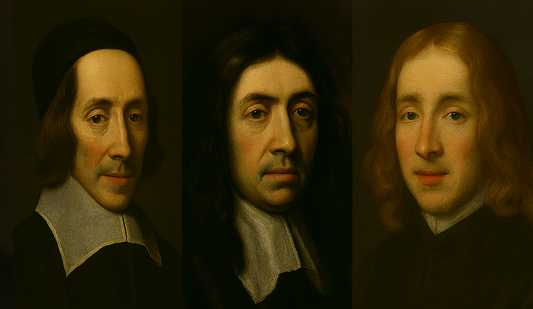 horizontal grid of the three portraits of metaphysical poets