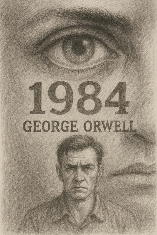 A grey sketch for the novel 1984 by George Orwell