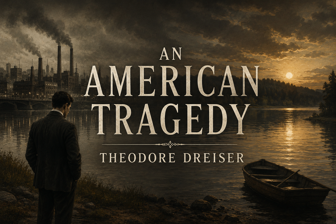 Illustration of An American Tragedy by Theodore Dreiser in horizontal orientation