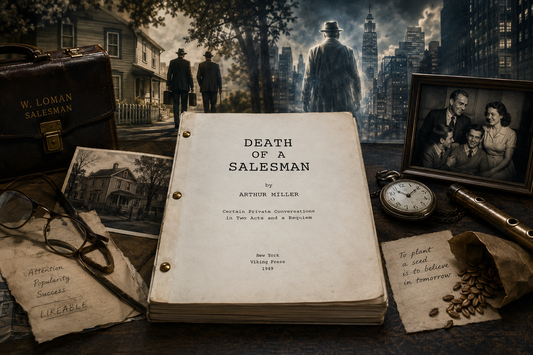 Illustration of a conceptual realization of Death of a Salesman by Arthur Miller in horizontal orientation
