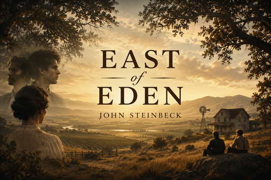 Illustration of East of Eden by John Steinbeck in horizontal orientation