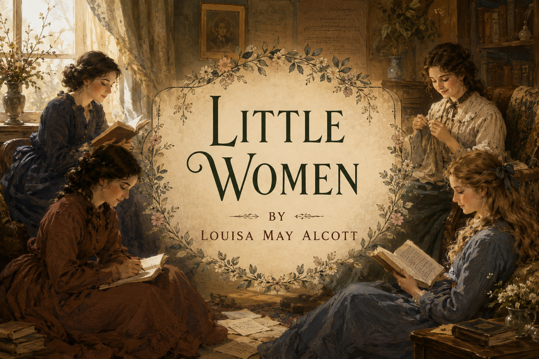 Illustration of Little Women by Louisa May Alcott in horizontal orientation