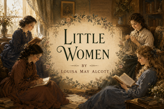 Illustration of Little Women by Louisa May Alcott in horizontal orientation