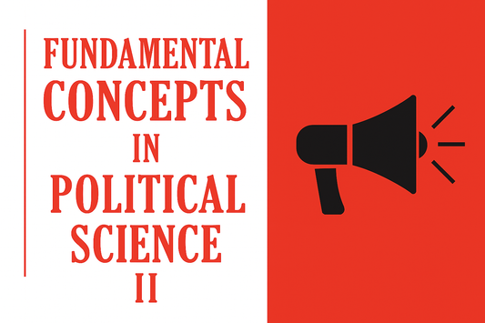 A horizontal photo of a design in red, black and white for the title "Fundamental Concepts in Political Science II"
