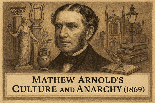 Mathew Arnold's Portrait at the background of some symbols of classical and Victorian cultural symbols of the West!