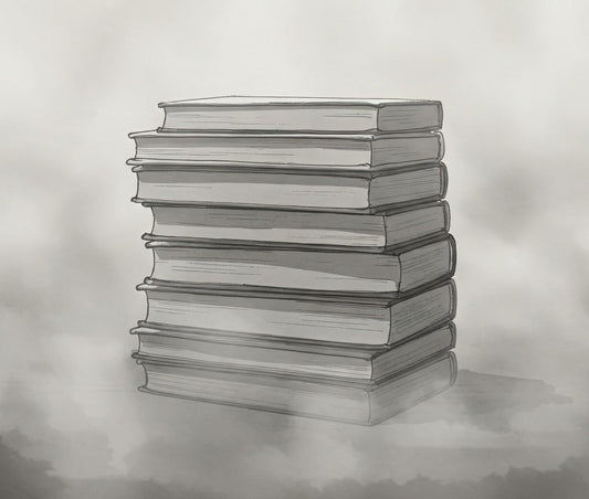 A sketch of books on top of each other